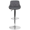 Dale Contemporary Gray Vinyl Bucket Seat Adjustable Height Barstool with Chrome Base