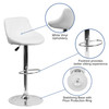 Dale Contemporary White Vinyl Bucket Seat Adjustable Height Barstool with Diamond Pattern Back and Chrome Base