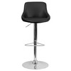 Dale Contemporary Black Vinyl Bucket Seat Adjustable Height Barstool with Chrome Base
