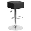 Farley Contemporary Black Vinyl Adjustable Height Barstool with Square Seat and Chrome Base