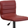 Betsy Modern Burgundy Vinyl Adjustable Bar Stool with Back, Counter Height Swivel Stool with Chrome Pedestal Base