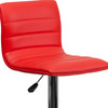 Betsy Modern Red Vinyl Adjustable Bar Stool with Back, Counter Height Swivel Stool with Chrome Pedestal Base