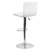 Betsy Modern White Vinyl Adjustable Bar Stool with Back, Counter Height Swivel Stool with Chrome Pedestal Base