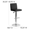Betty Contemporary Black Vinyl Adjustable Height Barstool with Panel Back and Chrome Base