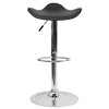 Caleb Contemporary Black Vinyl Adjustable Height Barstool with Wavy Seat and Chrome Base