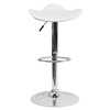 Caleb Contemporary White Vinyl Adjustable Height Barstool with Wavy Seat and Chrome Base