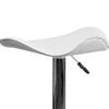 Caleb Contemporary White Vinyl Adjustable Height Barstool with Wavy Seat and Chrome Base