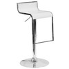 Contemporary White Plastic Adjustable Height Barstool with Chrome Drop Frame