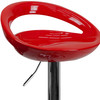 Dash Contemporary Red Plastic Adjustable Height Barstool with Rounded Cutout Back and Chrome Base