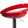 Dash Contemporary Red Plastic Adjustable Height Barstool with Rounded Cutout Back and Chrome Base