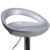 Dash Contemporary Silver Plastic Adjustable Height Barstool with Rounded Cutout Back and Chrome Base