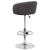 Luis Contemporary Charcoal Fabric Adjustable Height Barstool with Barrel Back and Chrome Base