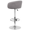 Luis Contemporary Gray Fabric Adjustable Height Barstool with Barrel Back and Chrome Base