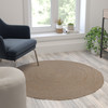 Kelsey 4 Foot Round Braided Design Natural Jute and Polyester Blend Indoor Area Rug