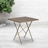 Oia Commercial Grade 28" Square Gold Indoor-Outdoor Steel Folding Patio Table