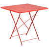 Oia Commercial Grade 28" Square Coral Indoor-Outdoor Steel Folding Patio Table