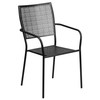 Oia Commercial Grade Black Indoor-Outdoor Steel Patio Arm Chair with Square Back