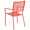 Oia Commercial Grade Coral Indoor-Outdoor Steel Patio Arm Chair with Square Back