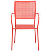 Oia Commercial Grade Coral Indoor-Outdoor Steel Patio Arm Chair with Square Back