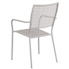 Oia Commercial Grade Light Gray Indoor-Outdoor Steel Patio Arm Chair with Square Back