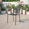 Oia Commercial Grade Black Indoor-Outdoor Steel Patio Arm Chair with Round Back