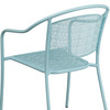 Oia Commercial Grade Sky Blue Indoor-Outdoor Steel Patio Arm Chair with Round Back