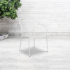 Oia Commercial Grade White Indoor-Outdoor Steel Patio Arm Chair with Round Back