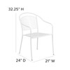 Oia Commercial Grade White Indoor-Outdoor Steel Patio Arm Chair with Round Back