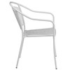 Oia Commercial Grade White Indoor-Outdoor Steel Patio Arm Chair with Round Back