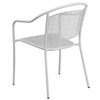 Oia Commercial Grade White Indoor-Outdoor Steel Patio Arm Chair with Round Back