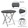 Oia Commercial Grade 30" Round Black Indoor-Outdoor Steel Folding Patio Table