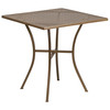Oia Commercial Grade 28" Square Gold Indoor-Outdoor Steel Patio Table