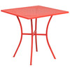 Oia Commercial Grade 28" Square Coral Indoor-Outdoor Steel Patio Table