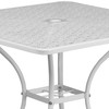 Oia Commercial Grade 35.5" Square White Indoor-Outdoor Steel Patio Table with Umbrella Hole