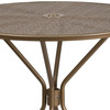 Oia Commercial Grade 35.25" Round Gold Indoor-Outdoor Steel Patio Table with Umbrella Hole