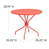 Oia Commercial Grade 35.25" Round Coral Indoor-Outdoor Steel Patio Table with Umbrella Hole