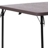 Dunham 2.83-Foot Square Bi-Fold Brown Wood Grain Plastic Folding Table with Carrying Handle