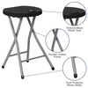 Micah Foldable Stool with Black Plastic Seat and Titanium Gray Frame