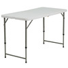 Elon 4-Foot Height Adjustable Bi-Fold Granite White Plastic Folding Table