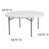 Elon 5-Foot Round Granite White Plastic Folding Table