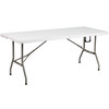 Elon 6-Foot Bi-Fold Granite White Plastic Banquet and Event Folding Table with Carrying Handle