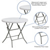 Elon 2.63-Foot Round Granite White Plastic Folding Table