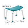 HERCULES Series Tool-Free and Quick Assembly, 300 Lb. Capacity, Adjustable Teal Bath & Shower Chair with Non-slip Feet