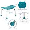 HERCULES Series Tool-Free and Quick Assembly, 300 Lb. Capacity, Adjustable Teal Bath & Shower Chair with Non-slip Feet