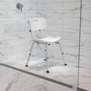 HERCULES Series Tool-Free and Quick Assembly, 300 Lb. Capacity, Adjustable White Bath & Shower Chair with Back