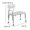 HERCULES Series 300 Lb. Capacity Adjustable White Bath & Shower Transfer Bench with Back and Side Arm