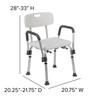 HERCULES Series 300 Lb. Capacity, Adjustable White Bath & Shower Chair with Depth Adjustable Back