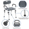 HERCULES Series 300 Lb. Capacity Adjustable Gray Bath & Shower Chair with Quick Release Back & Arms