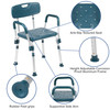HERCULES Series 300 Lb. Capacity Adjustable Navy Bath & Shower Chair with Quick Release Back & Arms