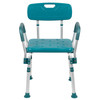 HERCULES Series 300 Lb. Capacity Adjustable Teal Bath & Shower Chair with Quick Release Back & Arms